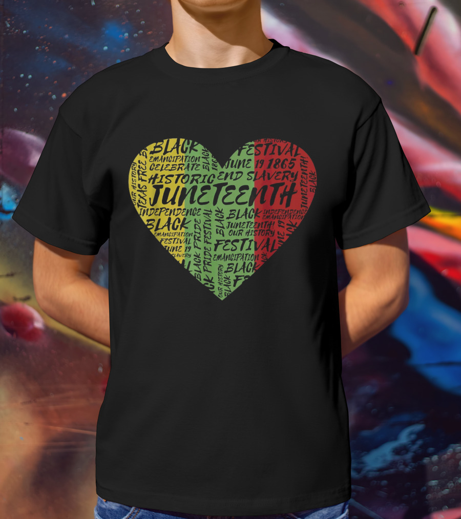 Juneteenth Heart Black Pride Emancipation Celebrate Independence 1865 Festival T-Shirt