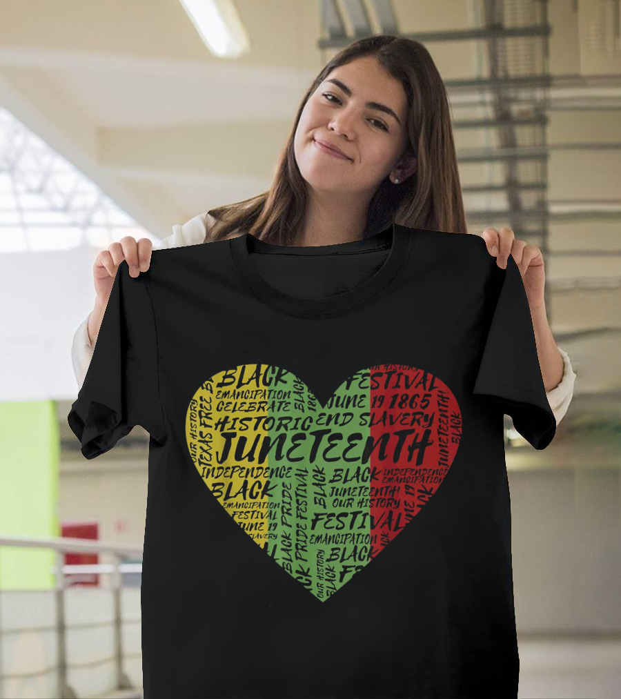 Juneteenth Heart Black Pride Emancipation Celebrate Independence 1865 Festival T-Shirt