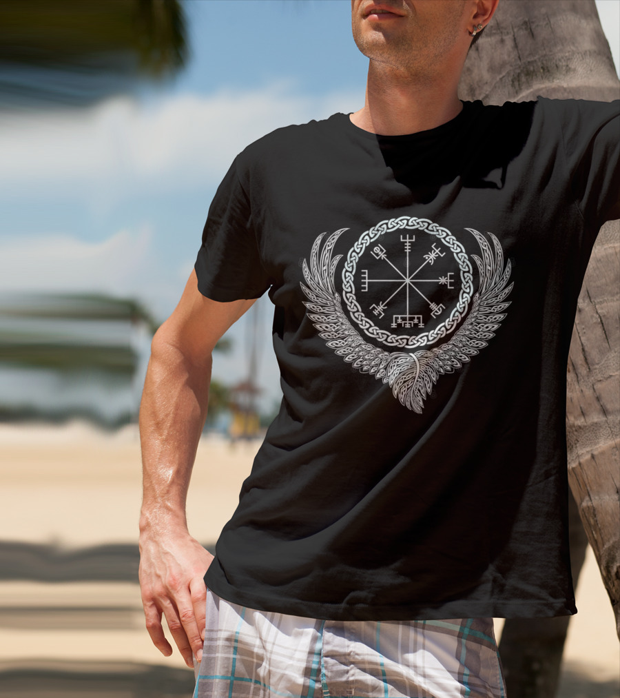 Celtic Raven's Wing Vegvisir Nordic T-Shirt