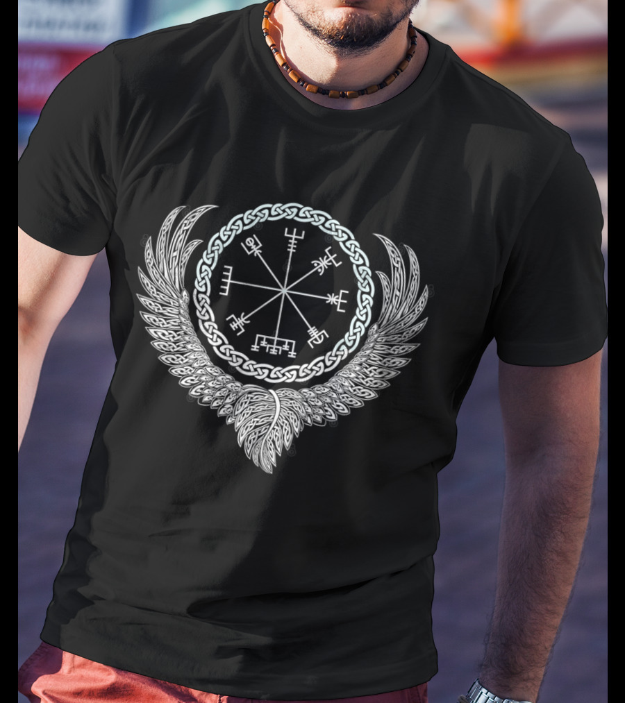 Celtic Raven's Wing Vegvisir Nordic T-Shirt