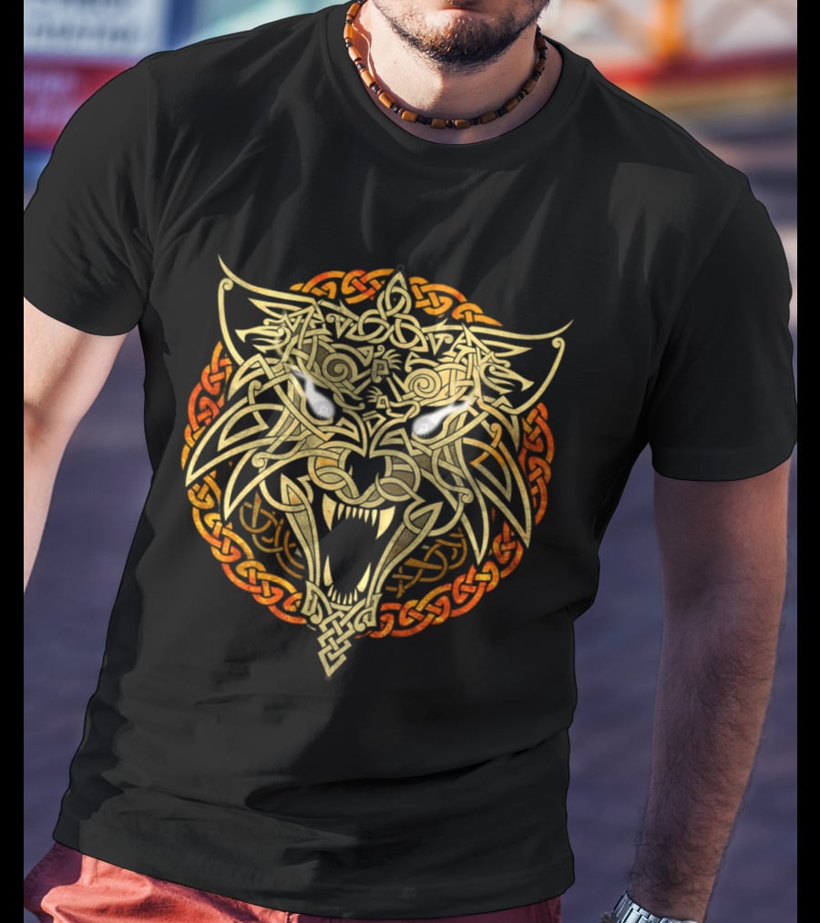 Wolf Fenrir Celtic Knotwork Intricate Symbolism T-Shirt