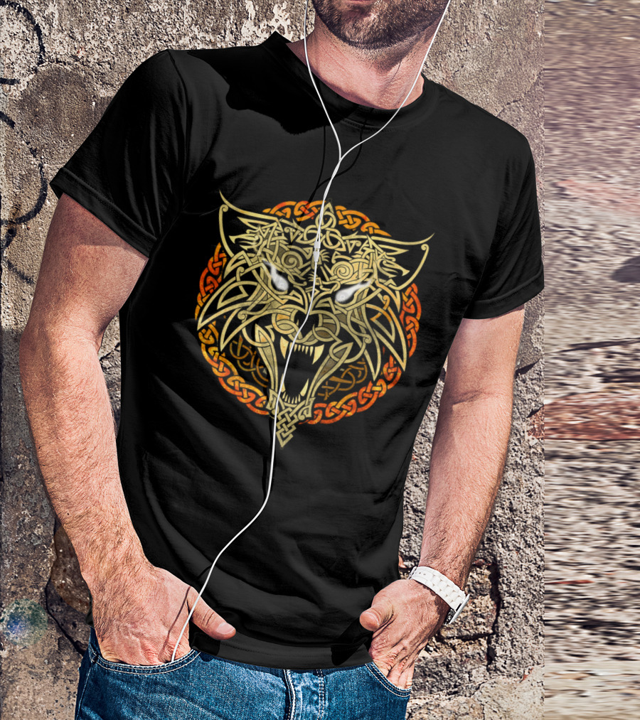 Wolf Fenrir Celtic Knotwork Intricate Symbolism T-Shirt