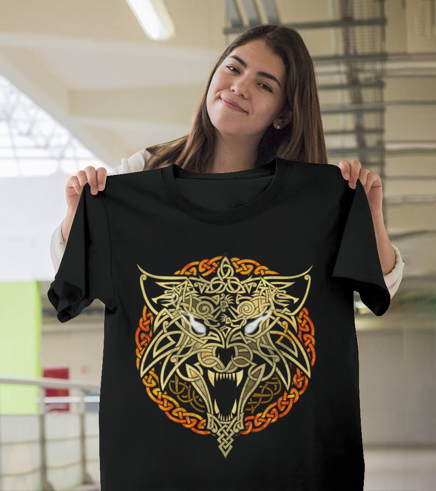 Wolf Fenrir Celtic Knotwork Intricate Symbolism T-Shirt