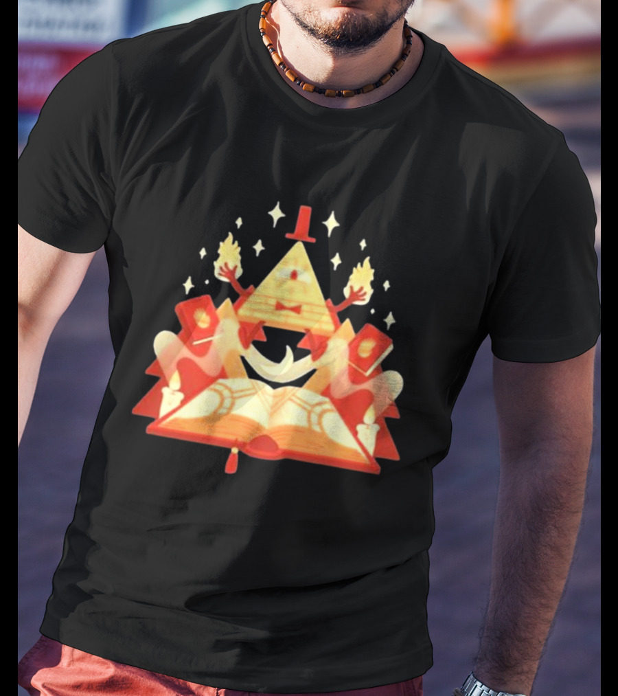 Bill Cipher Reding Book Gravity Falls Mystical Pyramid T-Shirt