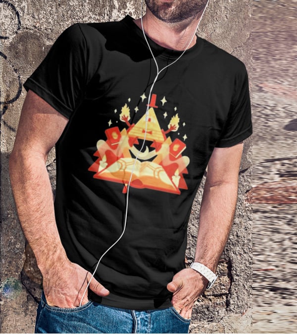 Bill Cipher Reding Book Gravity Falls Mystical Pyramid T-Shirt