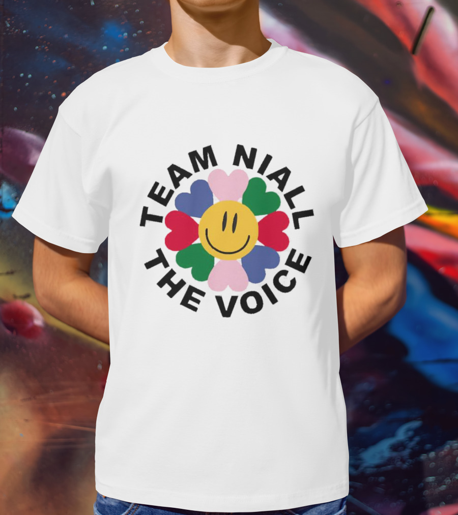 Team Niall The Voice Flower Smiley Heart T-Shirt