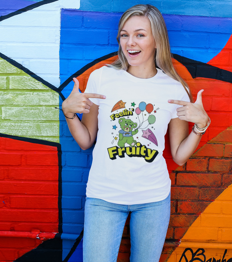 Smile Cult Store Feelin’ Fruity Bear With Balloons And Stars T-Shirt