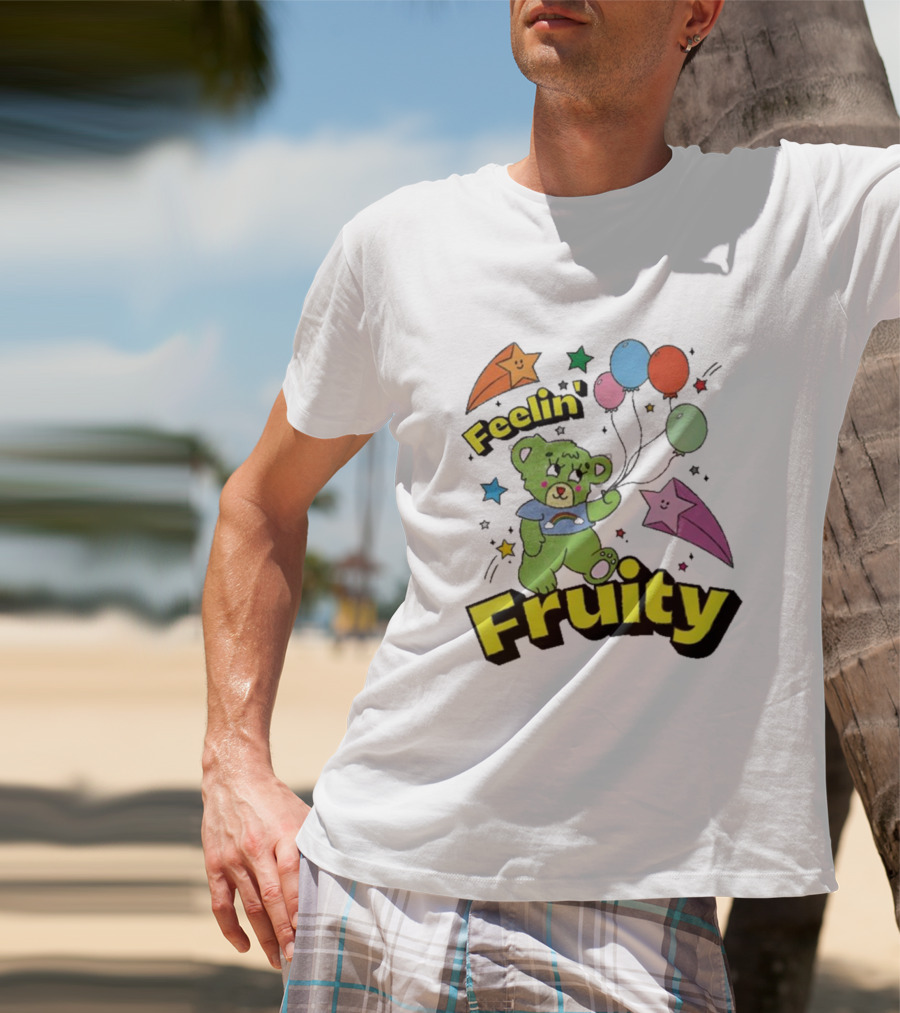 Smile Cult Store Feelin’ Fruity Bear With Balloons And Stars T-Shirt