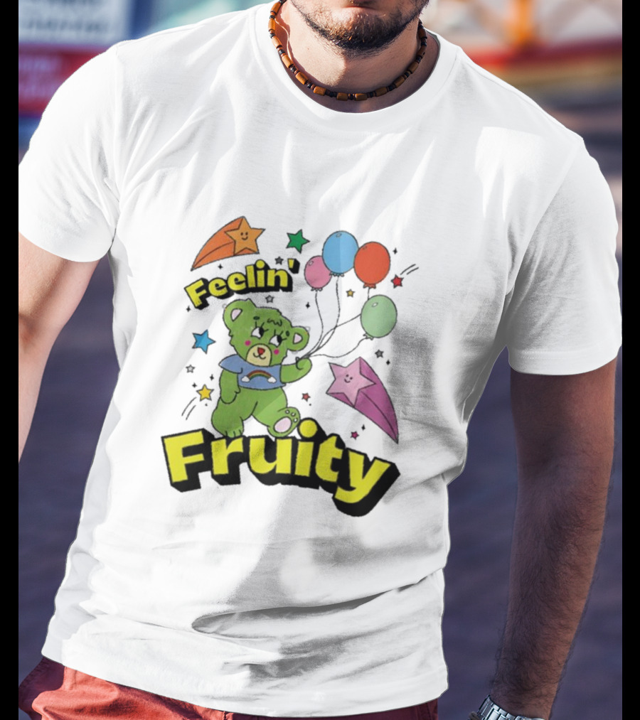 Smile Cult Store Feelin’ Fruity Bear With Balloons And Stars T-Shirt