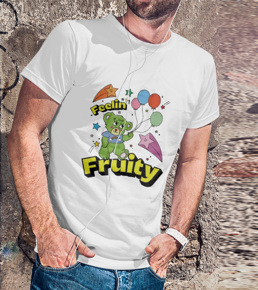 Smile Cult Store Feelin’ Fruity Bear With Balloons And Stars T-Shirt