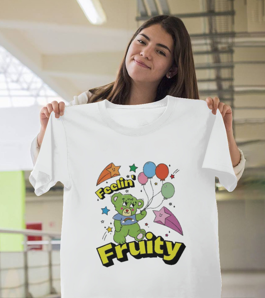 Smile Cult Store Feelin’ Fruity Bear With Balloons And Stars T-Shirt