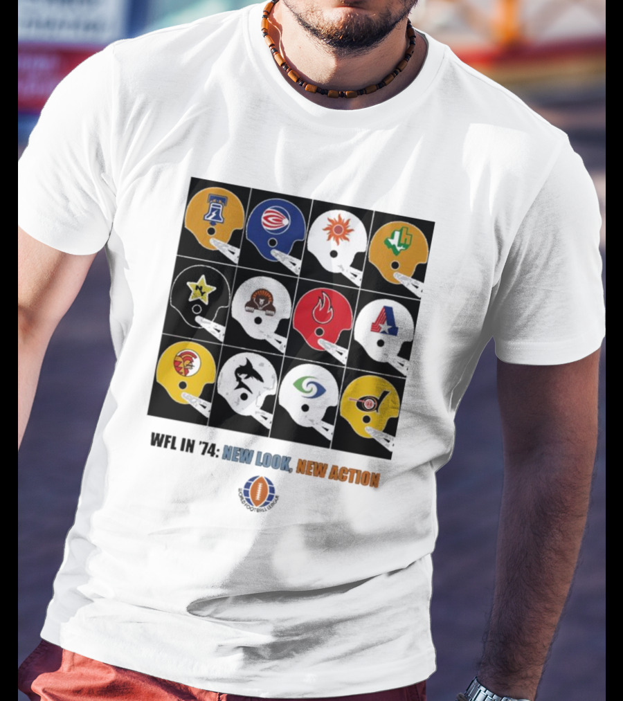 WFL In 1974 New Look New Action World Football League Helmets Collection T-Shirt