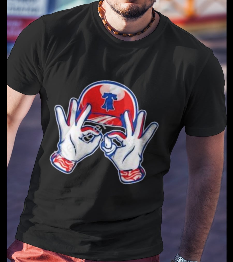 Philadelphia Liberty Bell Baseball Hand Gesture T-Shirt