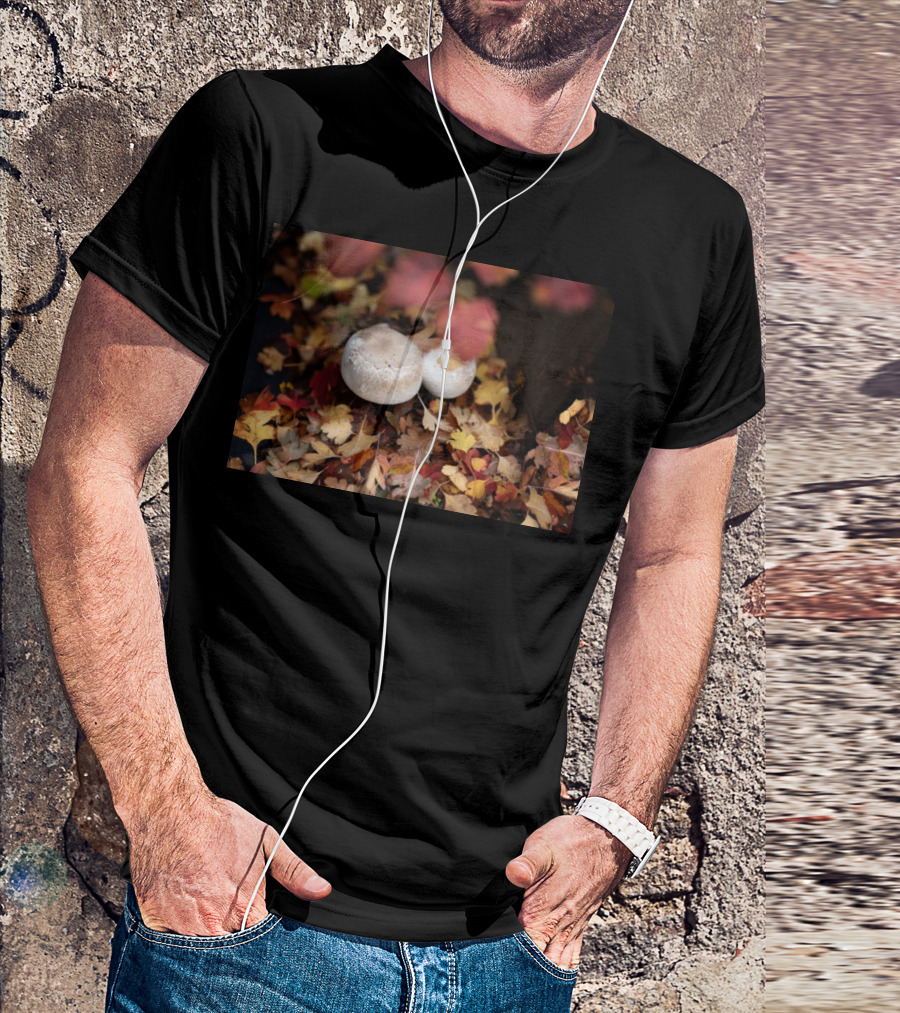 Autumn's Reward Mushrooms Amidst Fall Leaves T-Shirt
