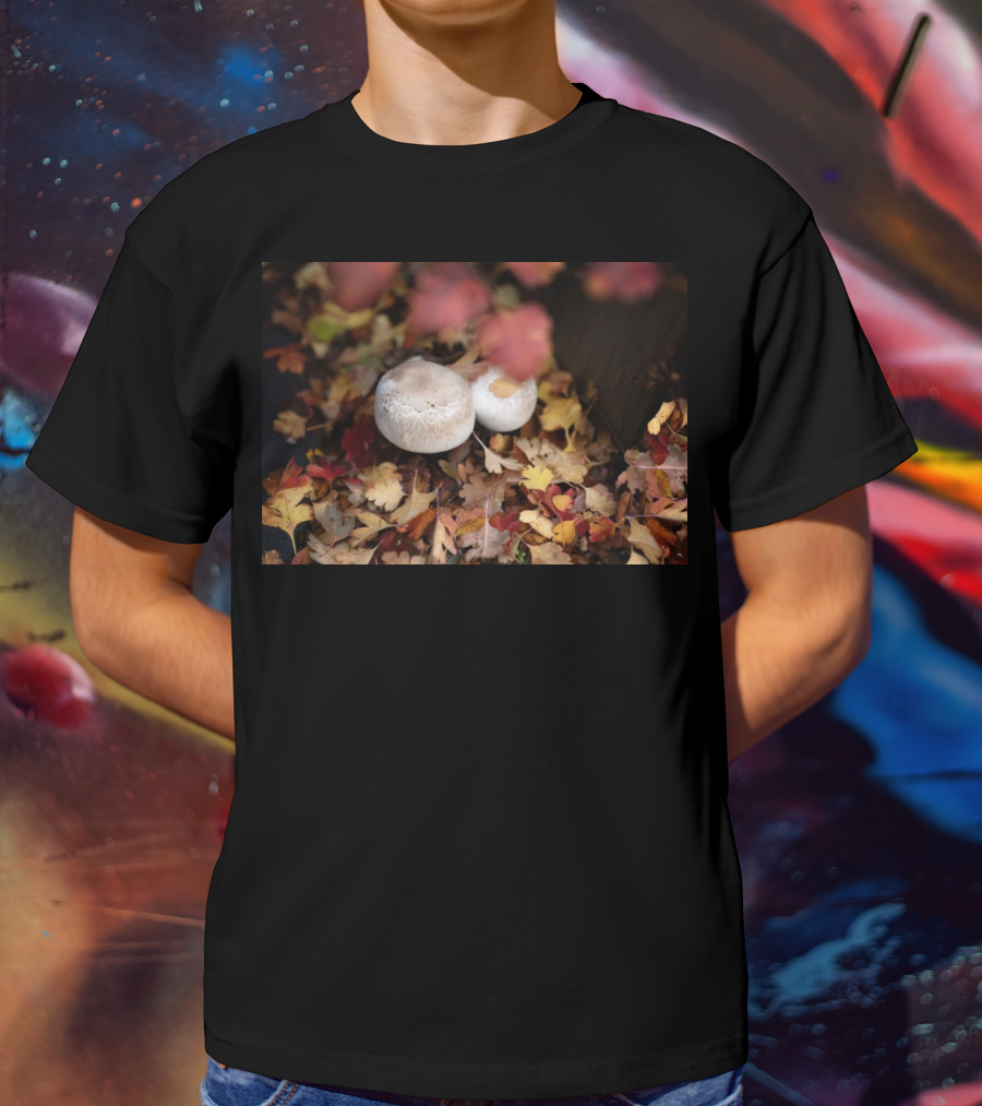 Autumn's Reward Mushrooms Amidst Fall Leaves T-Shirt