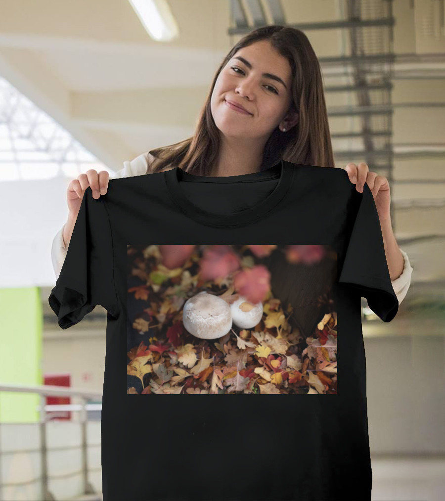 Autumn's Reward Mushrooms Amidst Fall Leaves T-Shirt