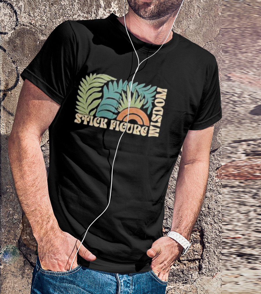 Stick Figure Wisdom Tropical Leaves Rainbow T-Shirt