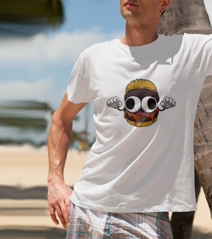 Devolver Digital Burgermon Dripping Cheese Cartoon Character T-Shirt
