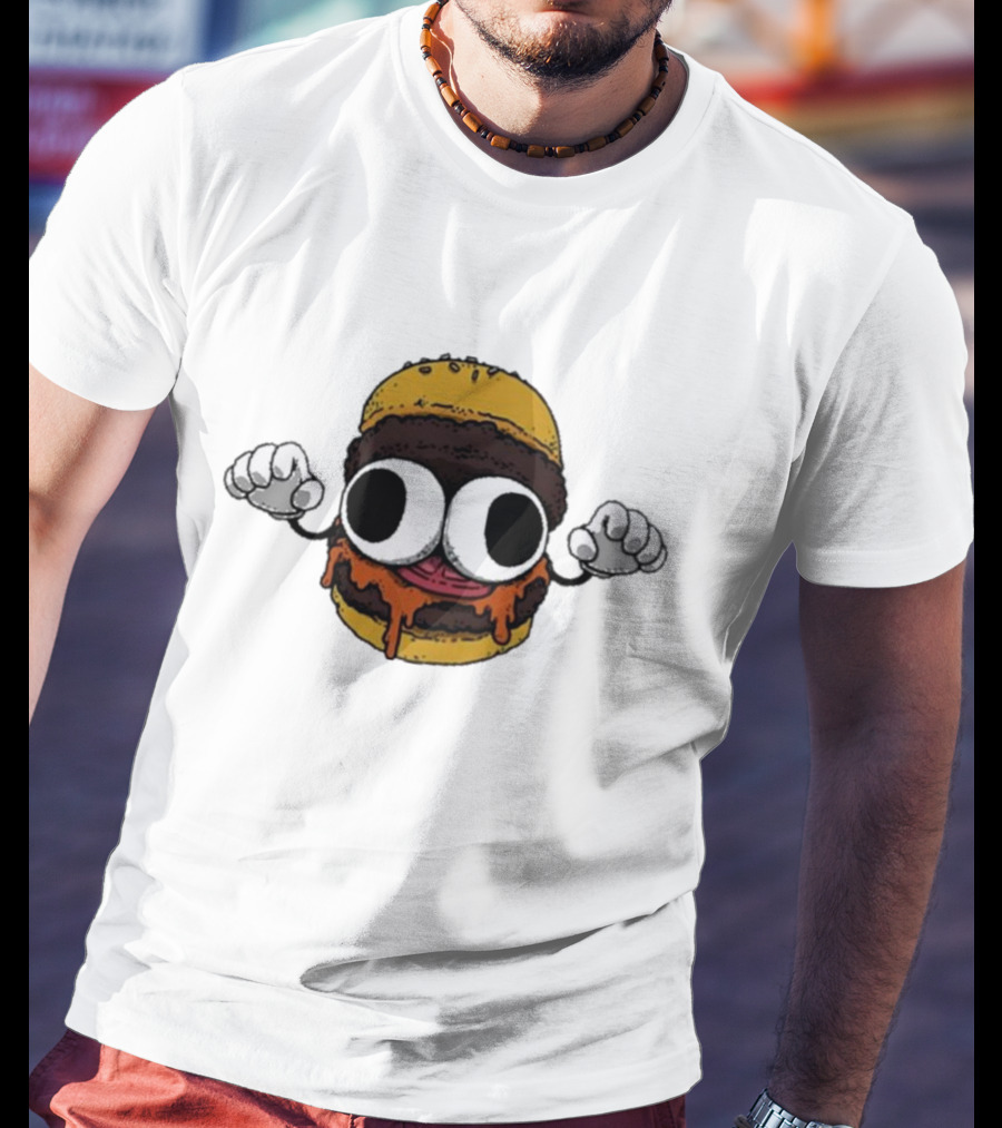 Devolver Digital Burgermon Dripping Cheese Cartoon Character T-Shirt