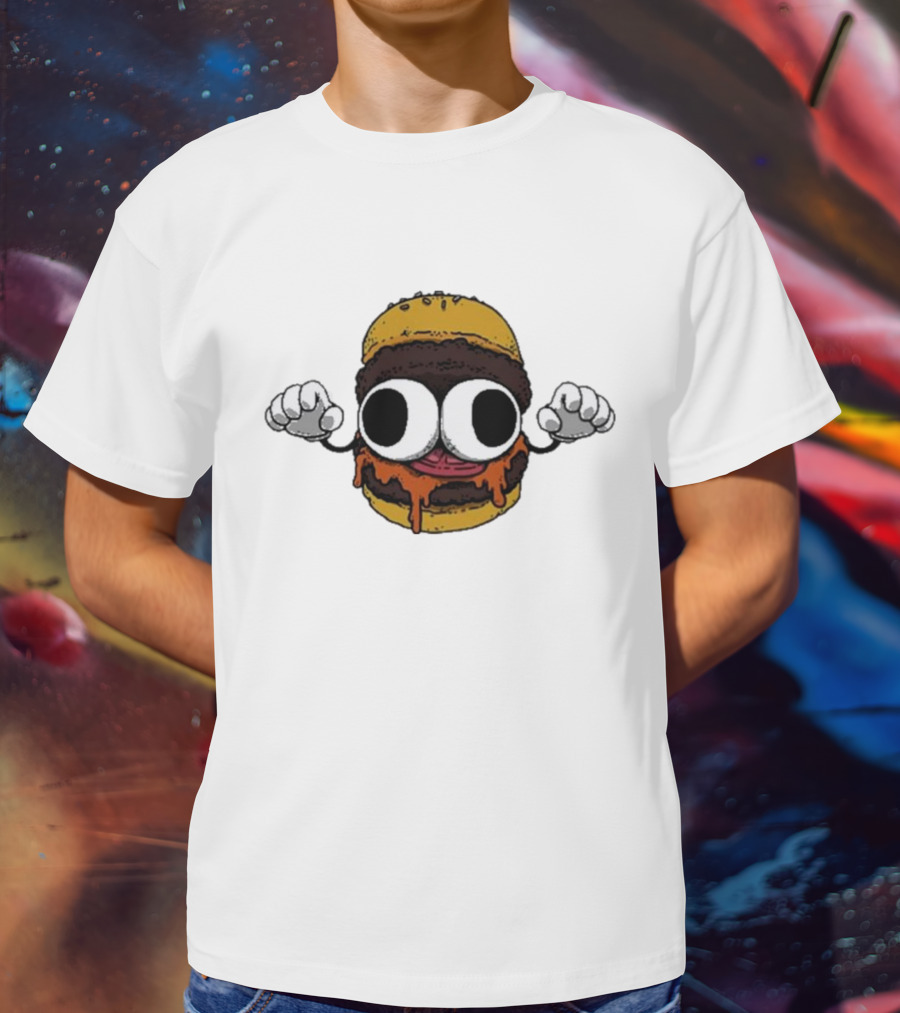 Devolver Digital Burgermon Dripping Cheese Cartoon Character T-Shirt