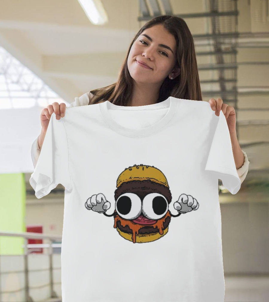 Devolver Digital Burgermon Dripping Cheese Cartoon Character T-Shirt