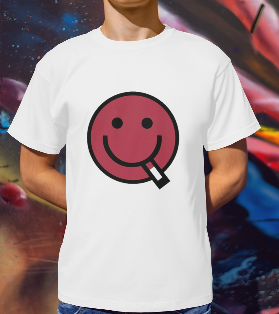 Devolver Digital Cyggy Smiley Face Icon With Cigarette T-Shirt
