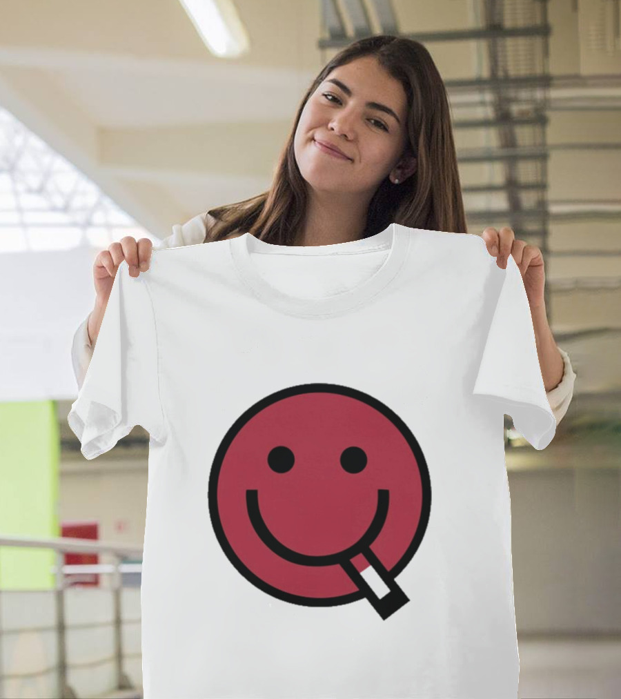 Devolver Digital Cyggy Smiley Face Icon With Cigarette T-Shirt