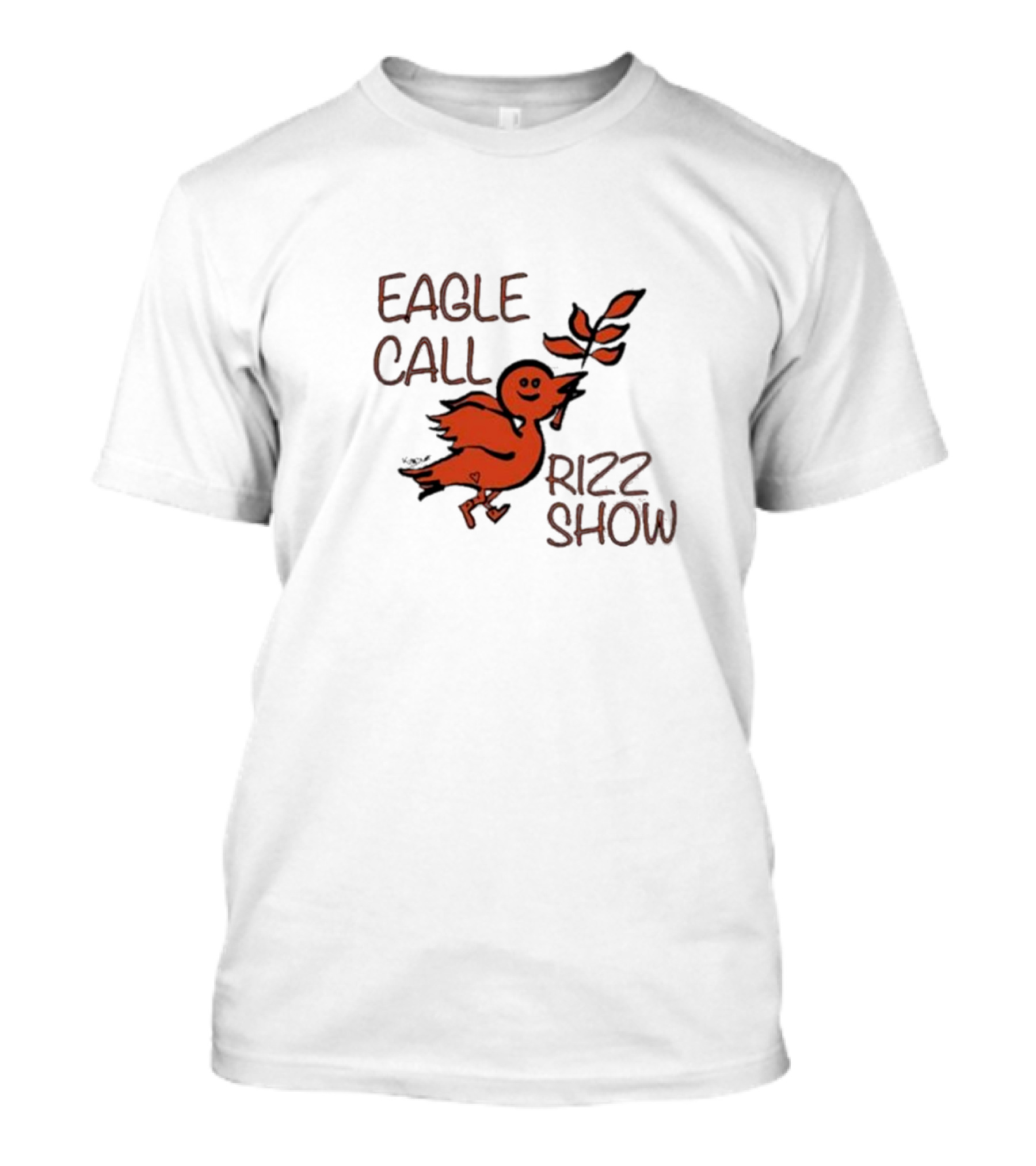 Eagle Call Rizz Show Orange Bird Holding Leaf T-Shirt