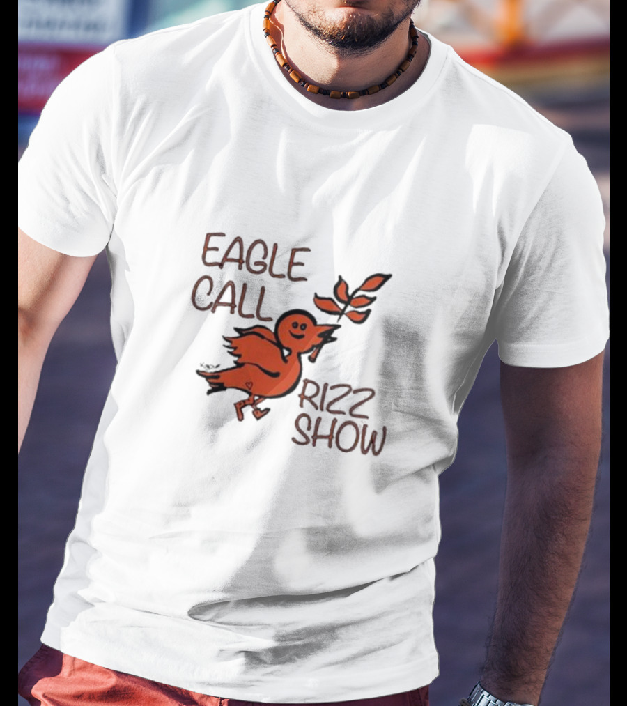 Eagle Call Rizz Show Orange Bird Holding Leaf T-Shirt