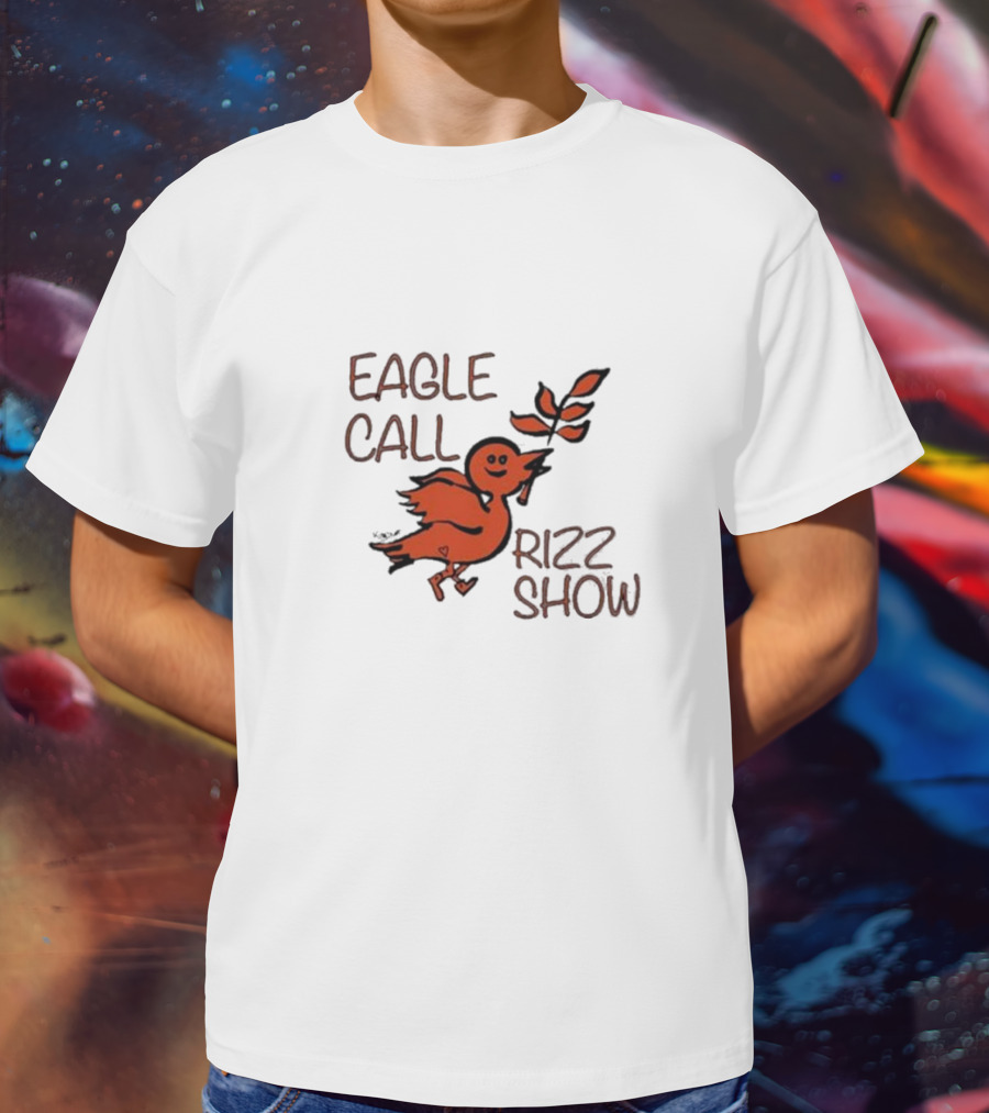 Eagle Call Rizz Show Orange Bird Holding Leaf T-Shirt