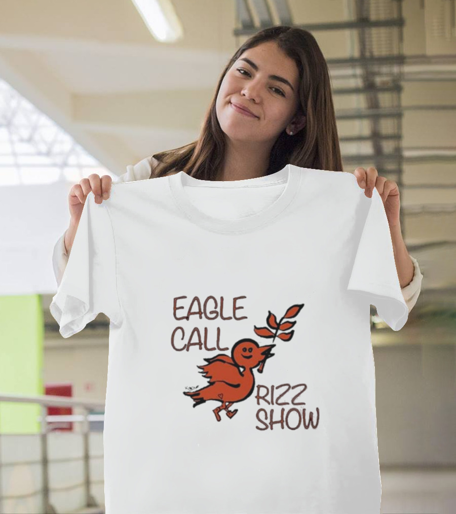 Eagle Call Rizz Show Orange Bird Holding Leaf T-Shirt