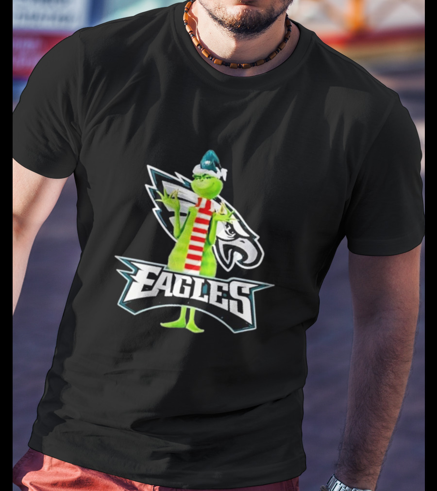Grinch Philadelphia Eagles NFL Team Logo Combination T-Shirt