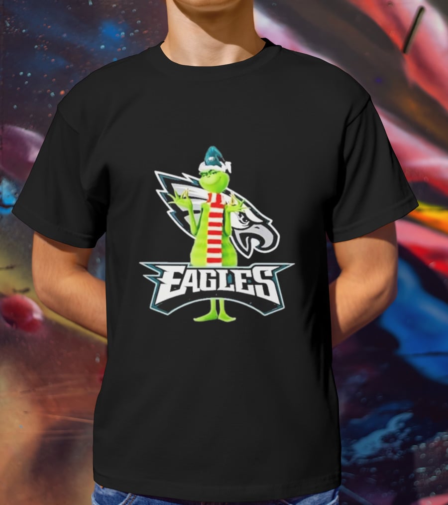 Grinch Philadelphia Eagles NFL Team Logo Combination T-Shirt