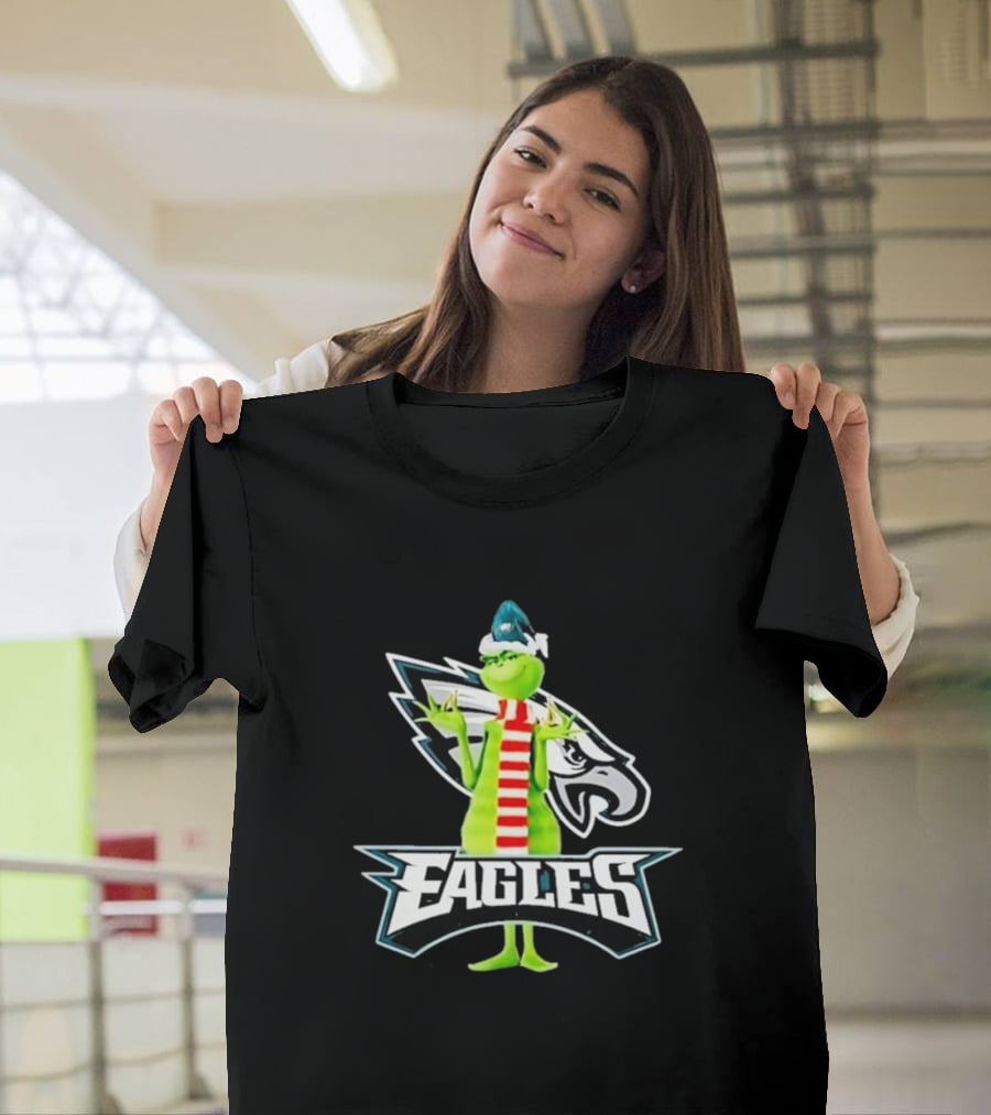 Grinch Philadelphia Eagles NFL Team Logo Combination T-Shirt