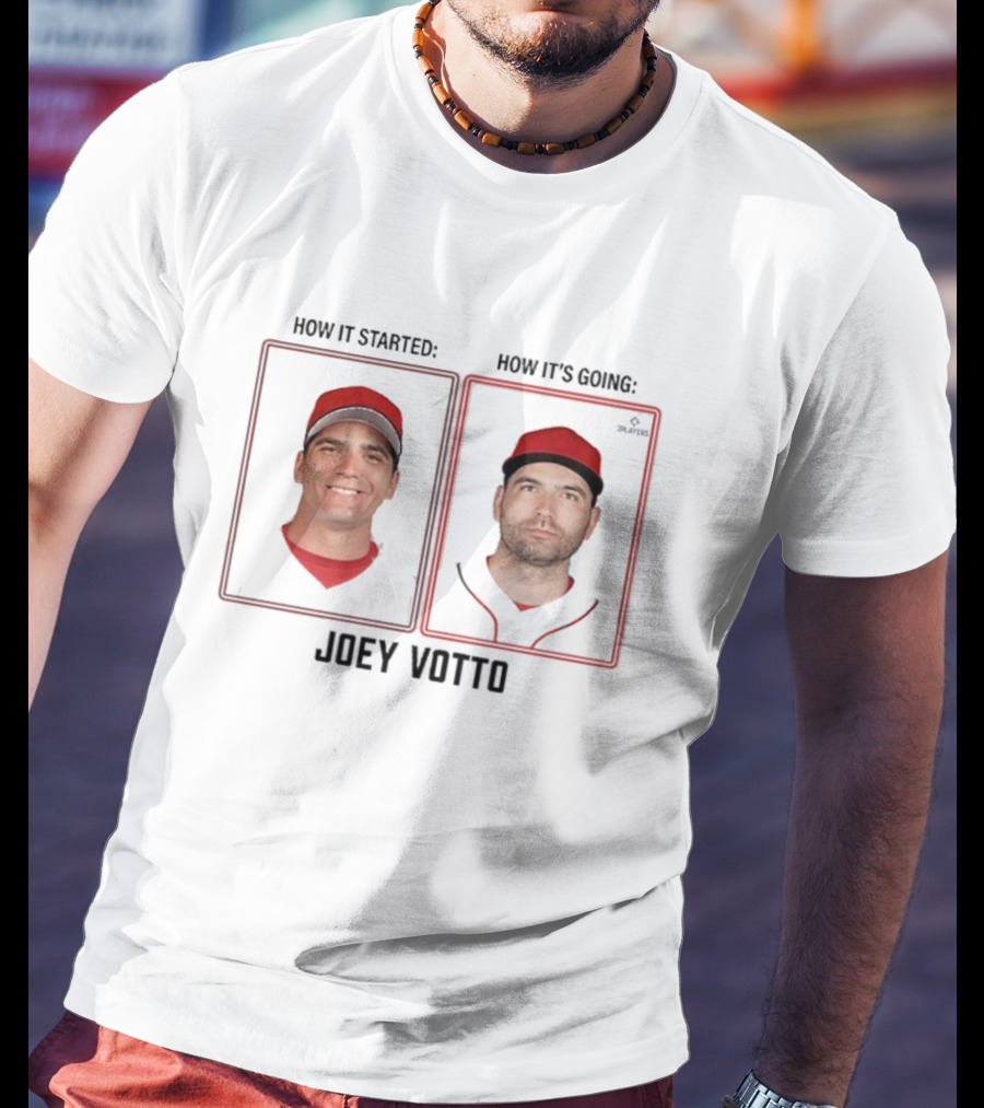 Joey Votto How It Started How It's Going MLBPA Then And Now T-Shirt