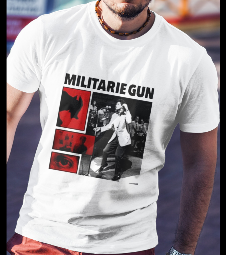 MILITARIE GUN Red Black Collage Performance T-Shirt
