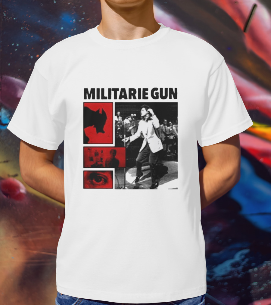 MILITARIE GUN Red Black Collage Performance T-Shirt