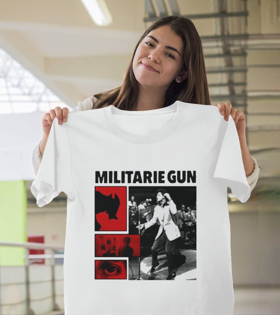 MILITARIE GUN Red Black Collage Performance T-Shirt