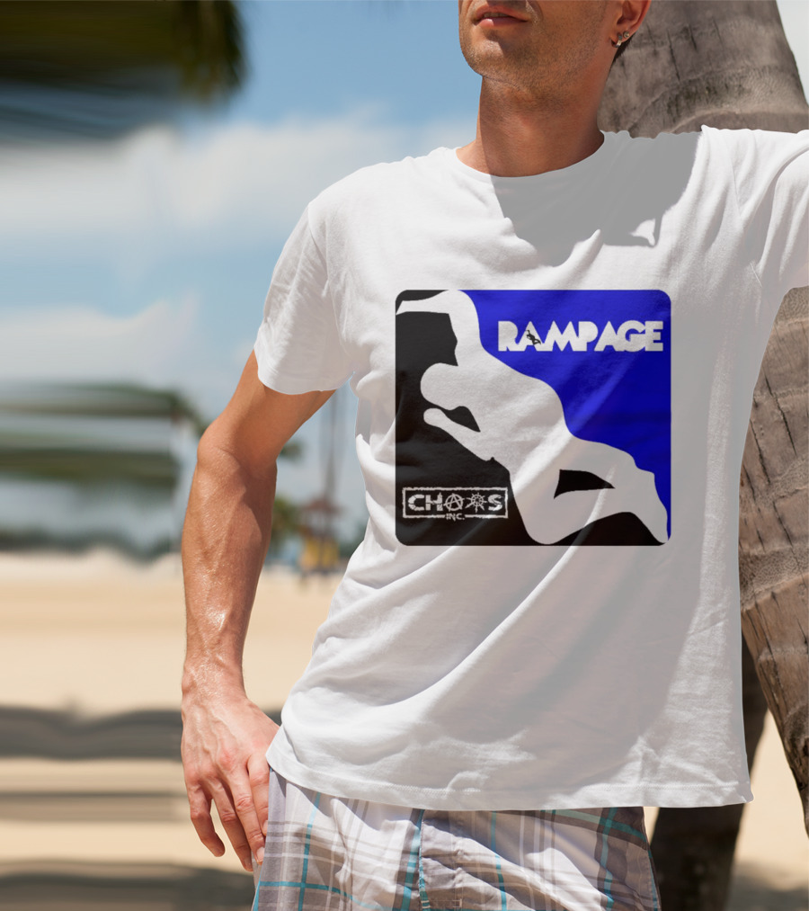 Rampage Chaos Inc Silhouette Blue Background T-Shirt
