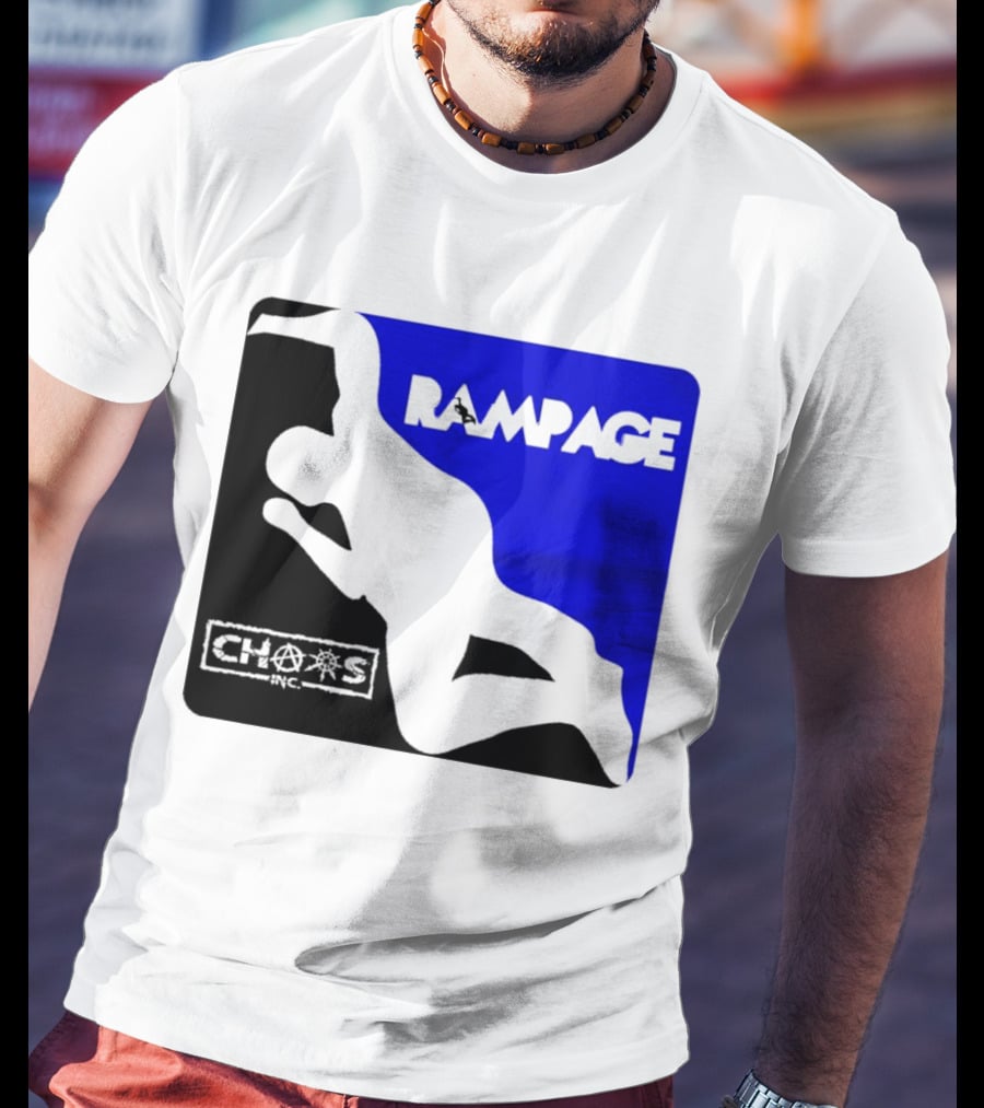 Rampage Chaos Inc Silhouette Blue Background T-Shirt