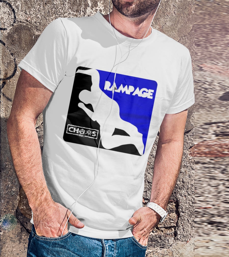 Rampage Chaos Inc Silhouette Blue Background T-Shirt