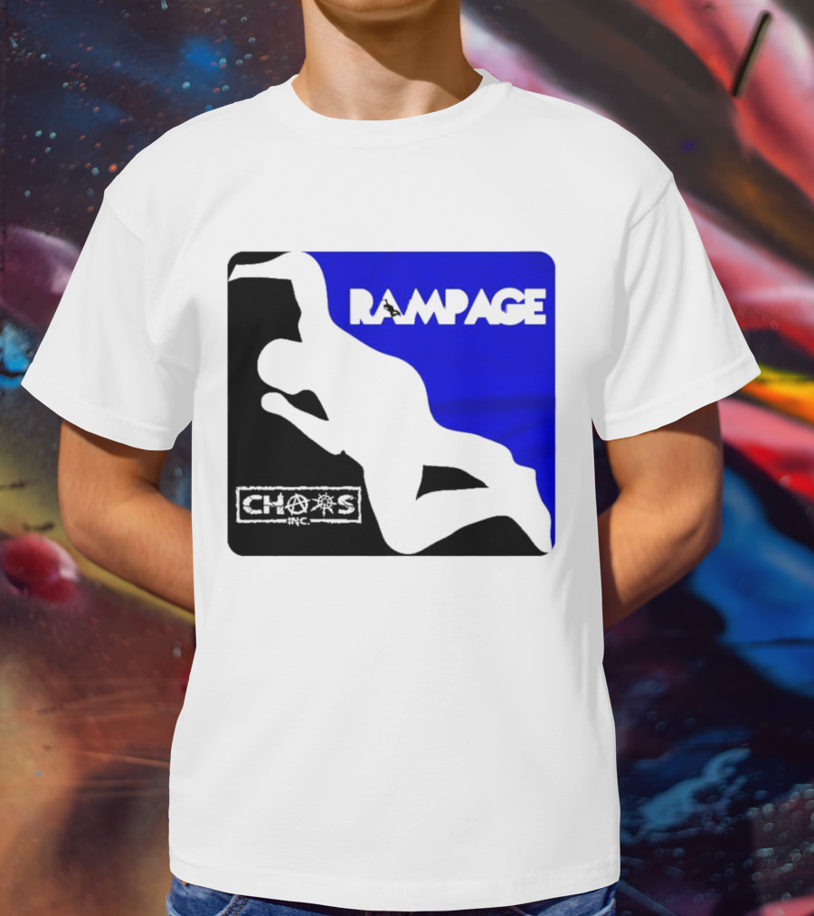 Rampage Chaos Inc Silhouette Blue Background T-Shirt
