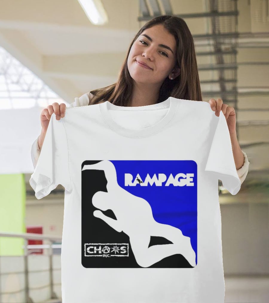 Rampage Chaos Inc Silhouette Blue Background T-Shirt