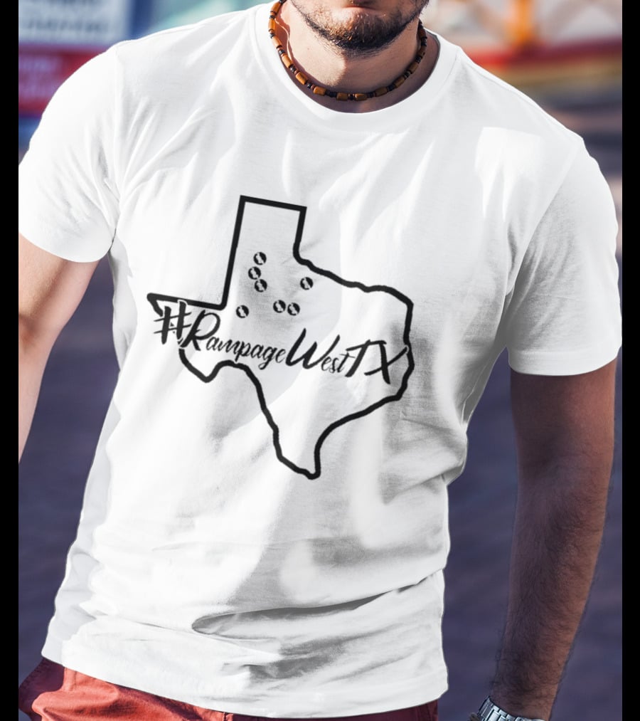 RampageWestTX Texas Map Outline With Bullets T-Shirt