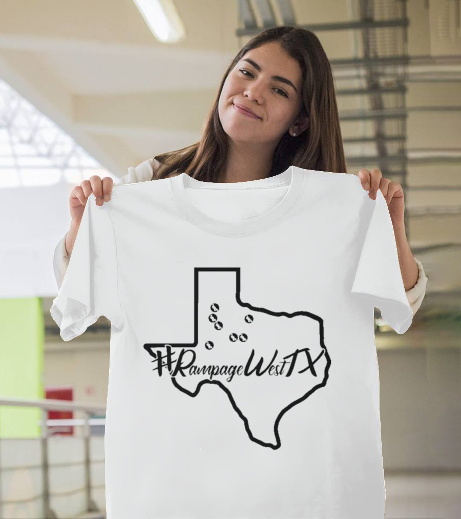 RampageWestTX Texas Map Outline With Bullets T-Shirt