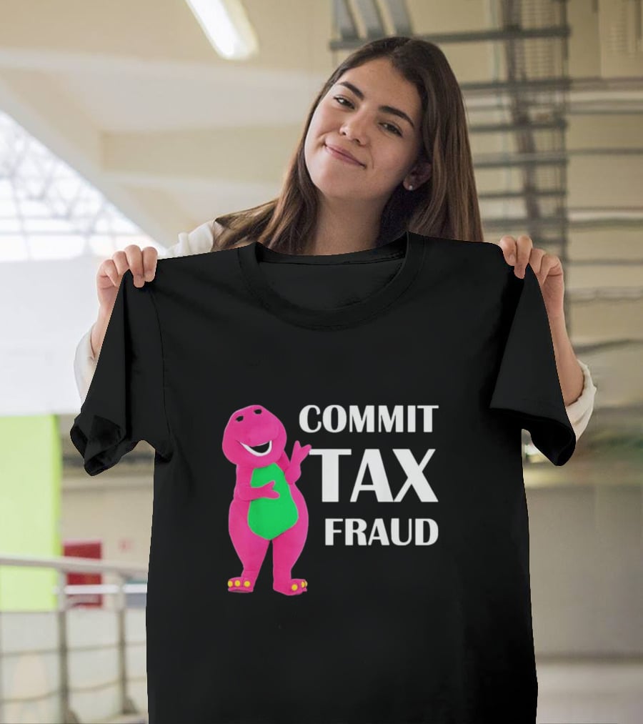 New Limited Commit Tax Fraud Dinosaur T-Shirt