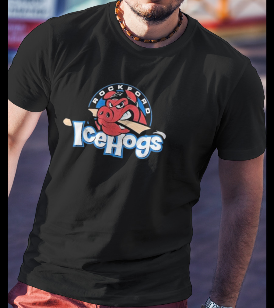 Rockford IceHogs Angry Hog Emblem Black T-Shirt