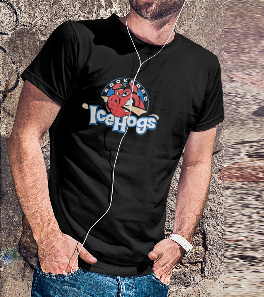 Rockford IceHogs Angry Hog Emblem Black T-Shirt