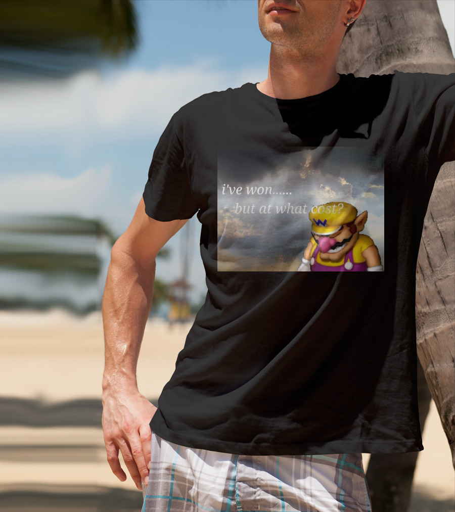 Wario I've Won But At What Cost Reflective Quote With Somber Clouds T-Shirt