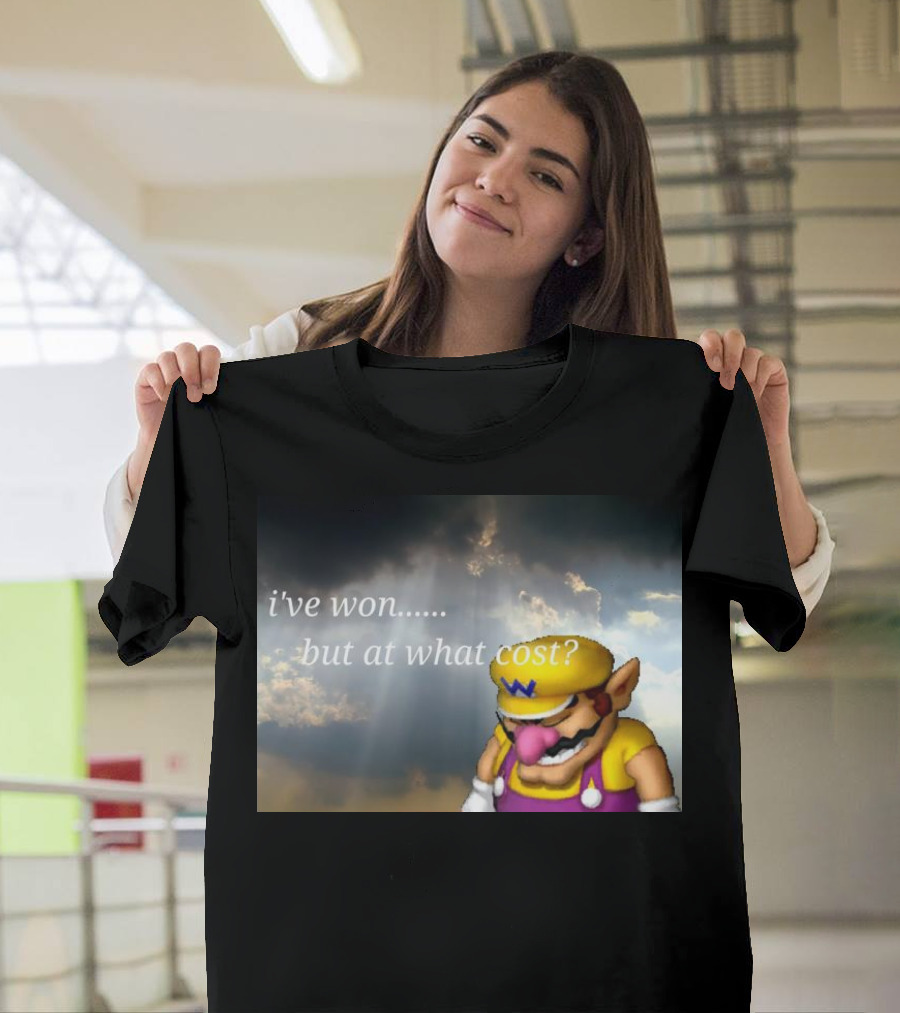 Wario I've Won But At What Cost Reflective Quote With Somber Clouds T-Shirt